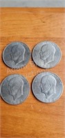4 Eisenhower 1972 $1 dollar coins