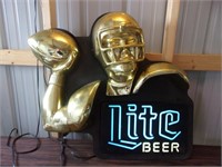 Large Lite Beer / Football Figure Lighted Sign