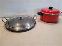 Grill Mark Meat Pan + Red Pot