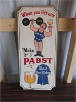 Vintage Pabst Wooden Sign - Lift One