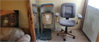 Office Chair & (3) Folding Chairs