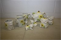Pig Family 4 Mugs, Sugar Creamer, Teapot S&P