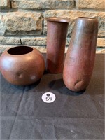 Lot of 3 Mexican Hammered Copper Vases