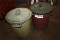 2 Large Garbage Cans with Lids