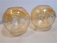 Carnival Glass Round Ball Vases 6 1/2inAx5 3/4inH