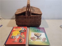 Vintage Wicker Picnic Basket + Mammoth Book 1948 +