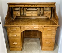 Oak Roll Top Secretary desk. 48x28x48 inch.