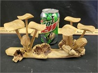 Wood carved mushrooms