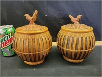 2) woven chicken containers