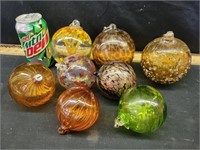 8) glass ornaments