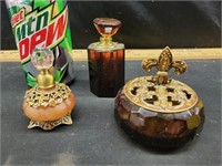 Perfume bottles and ring box