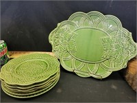 Green platter and plates
