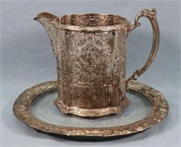 Dutch Silverplated Repousse Pitcher & Tray