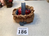 Cloth Basket with Wooden Apples
