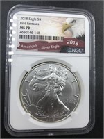 2018 ASE American Silver Eagle $1 NGC MS70 First