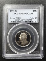 1991-S Washington Quarter coin PCGS PR69DCAM