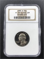1985-S Washington Quarter coin NGC PR69 Ultra