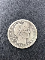 1915-S Barber Silver Quarter coin