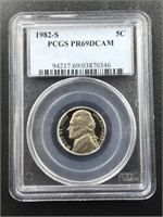 1982-S Jefferson Nickel coin PCGS PR69DCAM