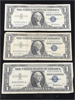 Collection of three 1957 $1 Silver Certificates