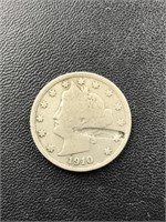1910 Liberty "V" Nickel error coin - struck over