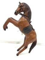 Leather Wrapped Rearing Horse Figure. 15.5in H