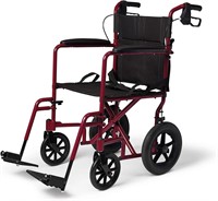 Medline Lightweight Transport Wheelchair, Red