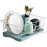 Dish Drying Rack Easy to Clean, (White & Blue)