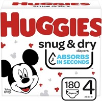 Huggies Snug & Dry Baby Diapers, Size 4, 180 Ct,