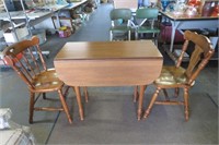Tell City Table & 2 Chairs One Oak, One Tell City