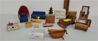 Large lot of wooden doll furniture.