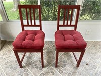 Vintage Pair of Red Painted Side Chairs