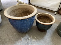 Pair of Glazed Pottery Planters