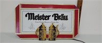 Meister brau lighted plastic beer sign.  Needs