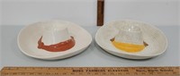 2 ceramic Sombrero chip and dip dishes