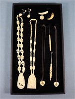 Group of Asian Carved Bone Jewelry