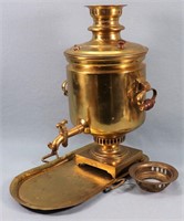 C. 1870 Russian Brass Samovar w/ Tray