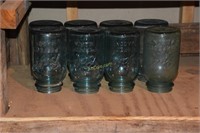 8 Blue, 6 Clear Canning Jars