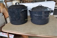 2 Enamel Canner Cookers- 1 With Racks