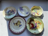 Antique purple flower/fruit painted plates