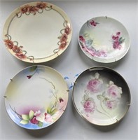 Pink flower painted plates with hangers