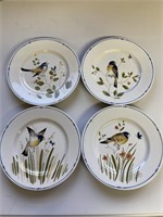 Set of 4 bird plates