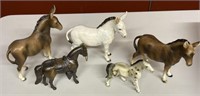 5 vintage porcelain horses