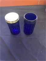 Blue glass jars
