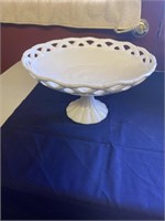 Large milk glass compote