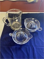 Glass pitcher and juicers