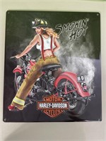Harley Davidson smokin hot metal sign - 13x15in