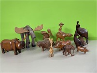 Carved wooden animals