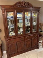 Wood Dining Room Hutch w/glass shelves