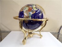 SEMI PRECIOUS GLOBE BRASS STAND W/ COMPASS